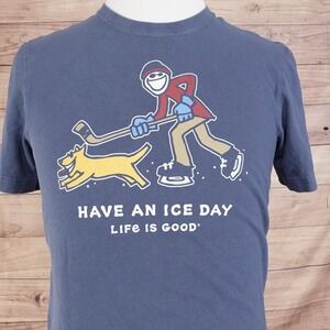 LIFE IS GOOD CRUSHER TEE HAVE AN ICE DAY BLUE T-SHIRT SZ S SMALL